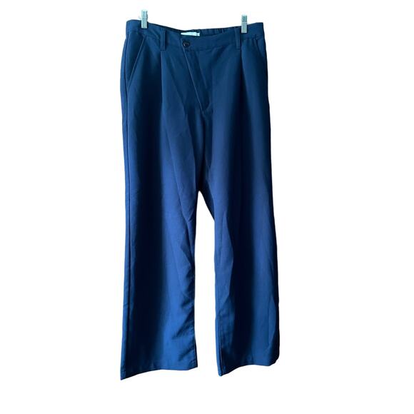 Abercrombie & Fitch Women's Tailored Straight Crossover Waist Pants Navy 32/14R - Picture 1 of 11